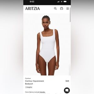 Aritzia contour square neck bodysuit in white